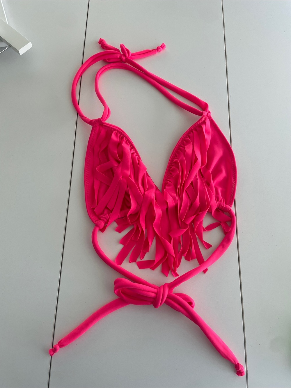 Fringe Bikini Top - Hot Coral